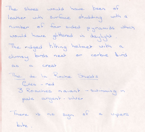 Information about the dress of a knight Llangwm Pembrokeshire